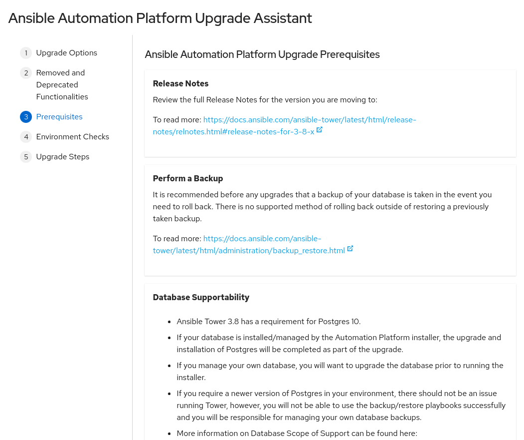 Ansible Automation Platform Upgrade assistant