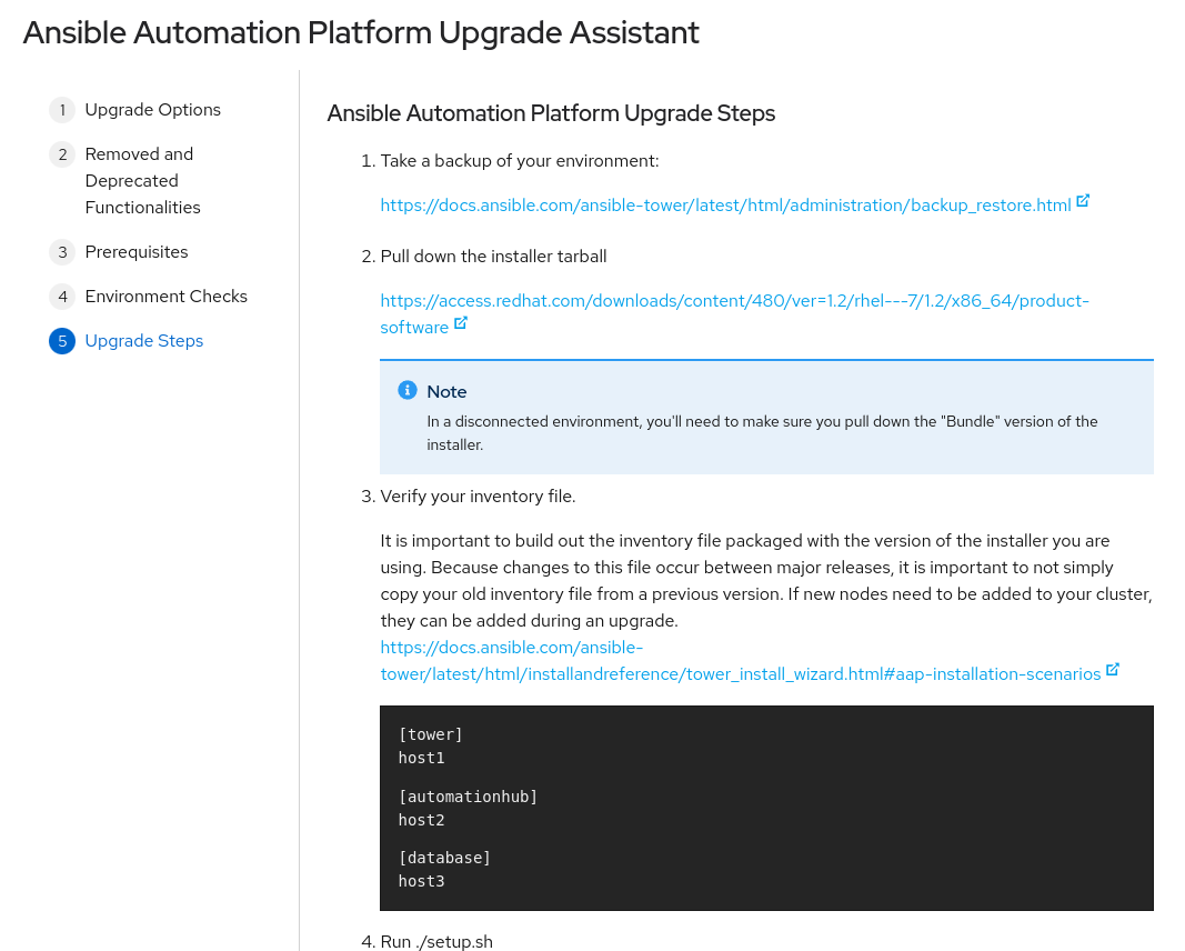 Ansible Automation Platform Upgrade assistant